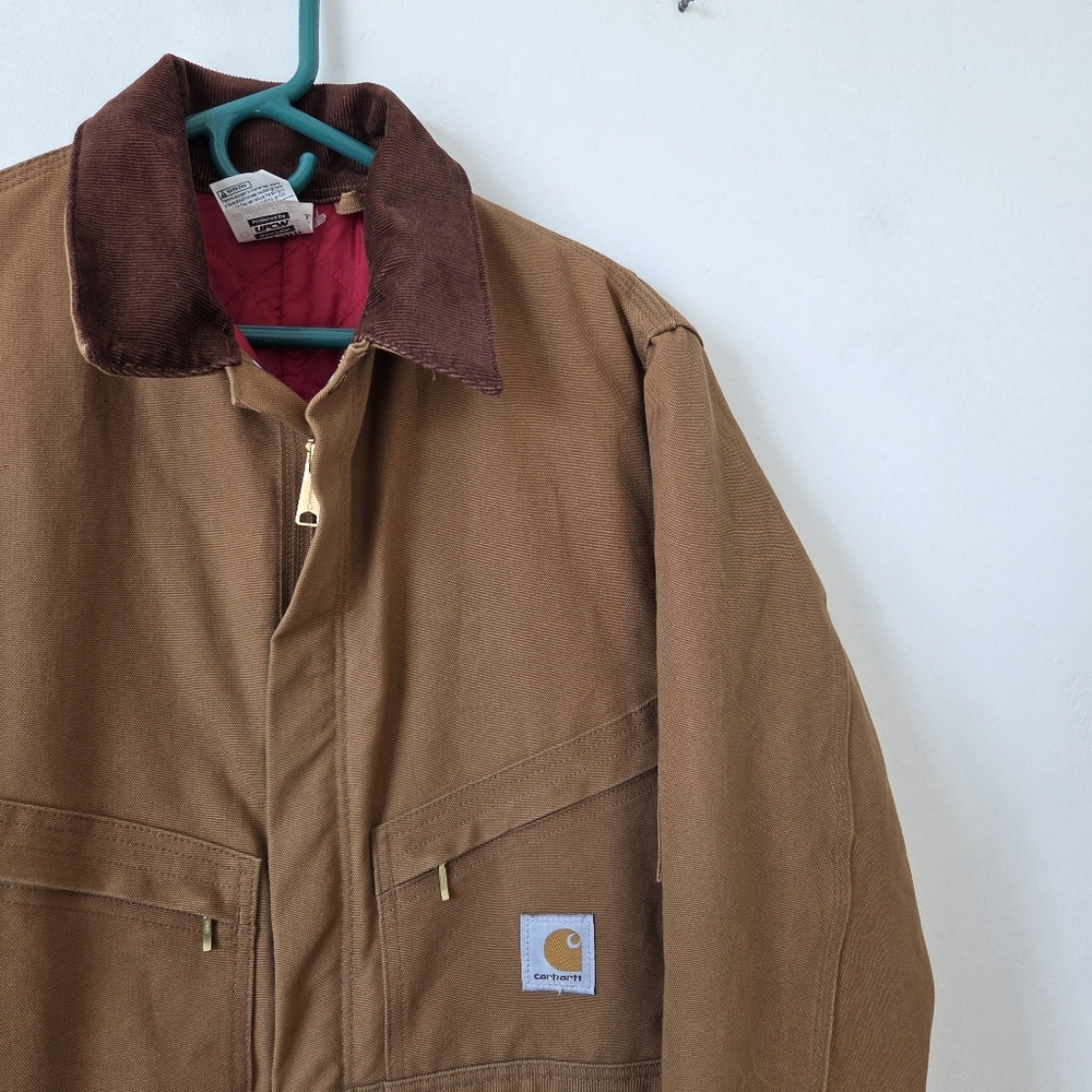 Vintage Made In USA Carhartt Men X01 Washed Duck Insulated Coverall Quilted Barn - Picture 2 of 16